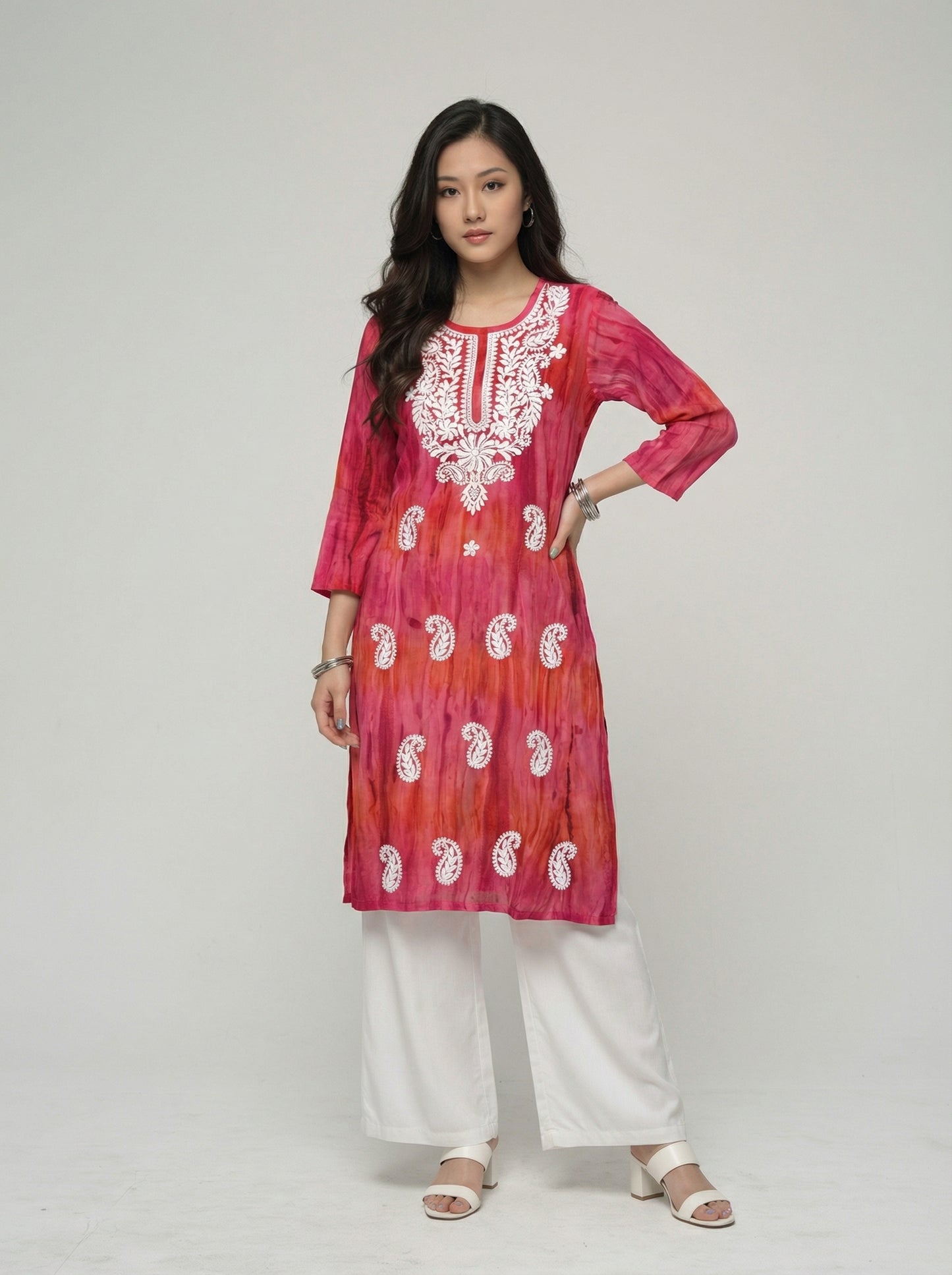Women’s Batik Kurti – Pink Paisley Elegance