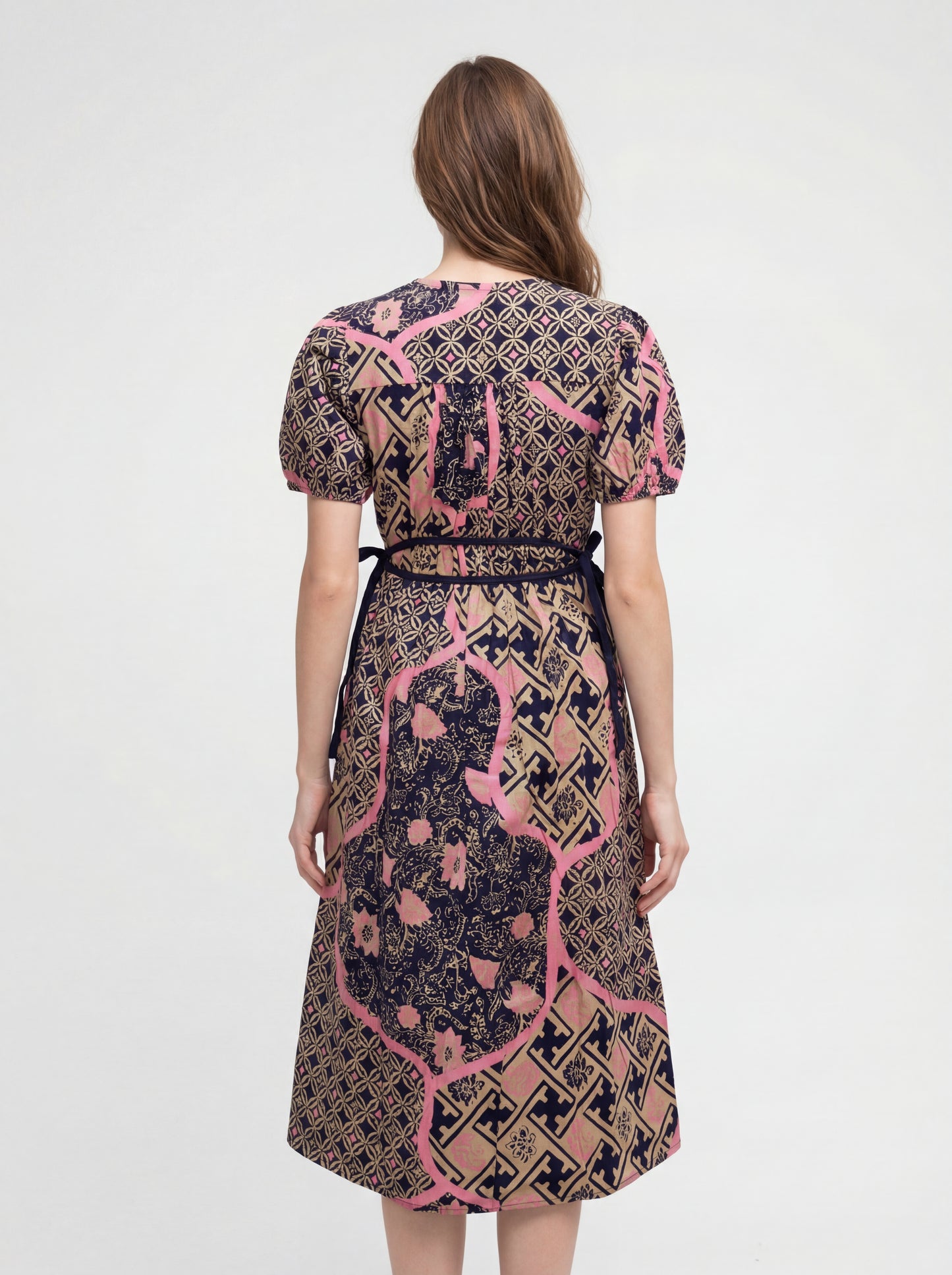 Women's Batik Puff Sleeve Dress - Artistic Heritage