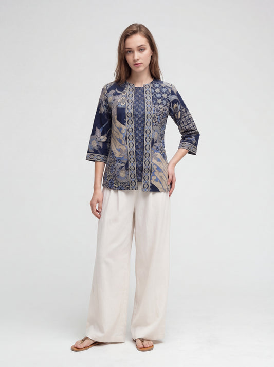 Women's Batik Blouse - Heritage Blossom - front