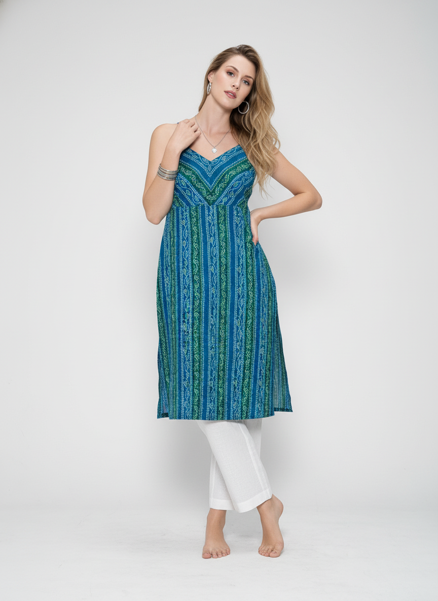 Women’s Batik Kurti – Ocean Grove Sleeveless 1