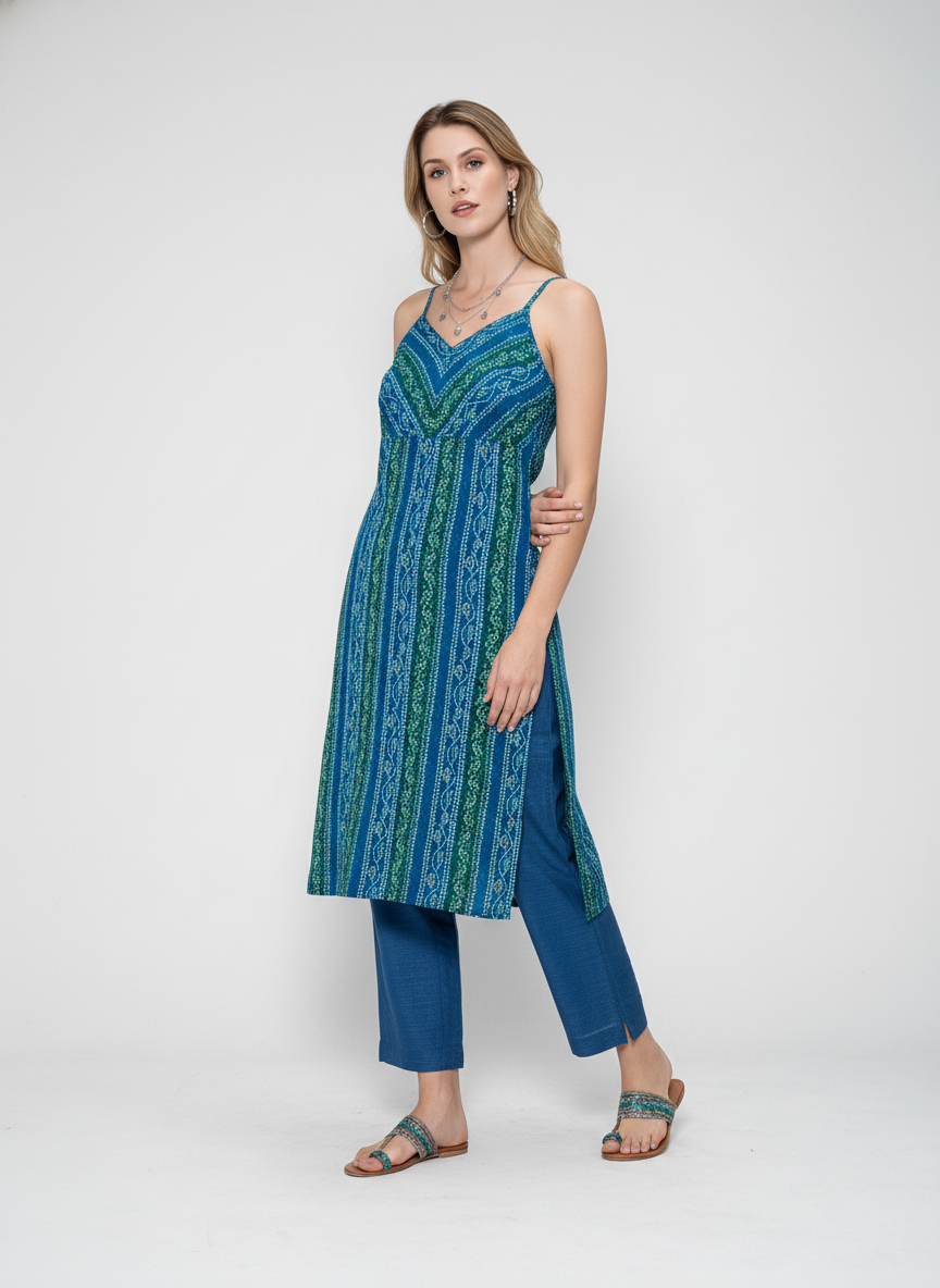 Women’s Batik Kurti – Ocean Grove Sleeveless 3