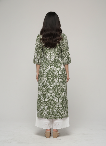 Women’s Batik Kurti – Olive Ethnic Harmony 5