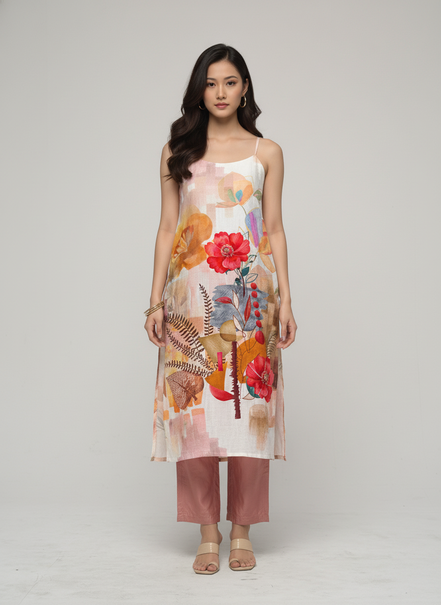 Women’s Batik Kurti – Pastel Garden Bloom 1