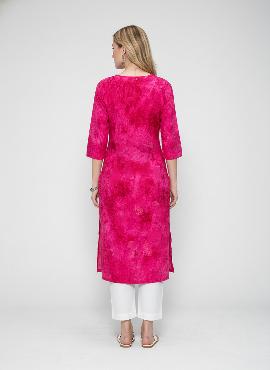 Women’s Batik Kurti – Pink Paisley Elegance 4