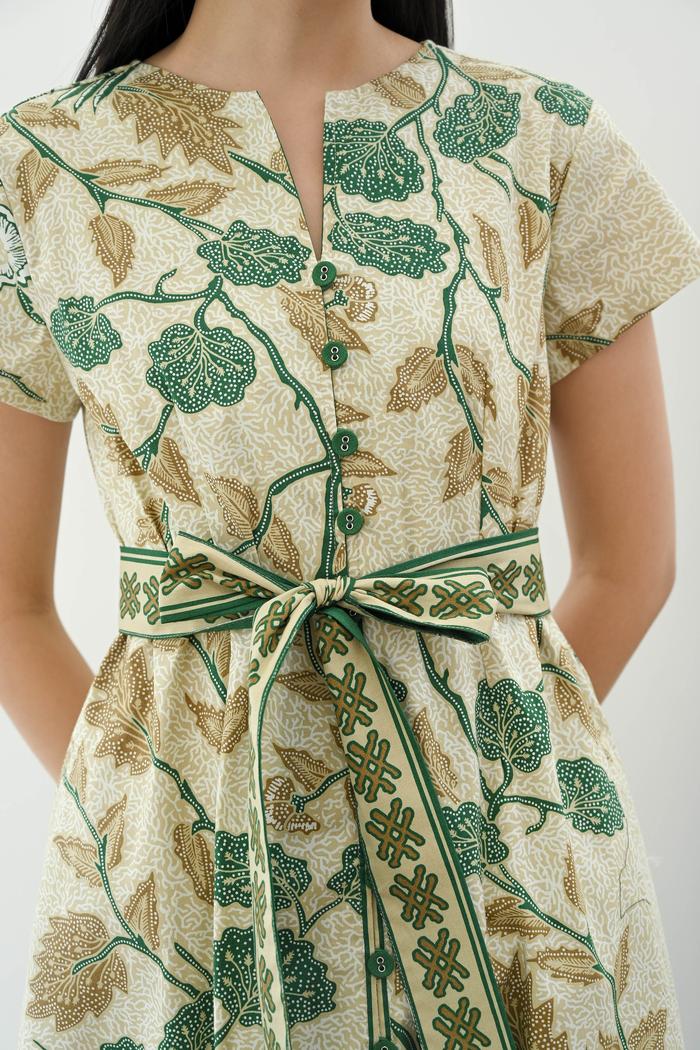 Women's Batik Midi Dress - Peony Bird Paradise