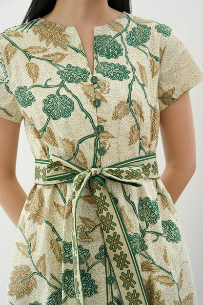 Women's Batik Midi Dress - Peony Bird Paradise 2