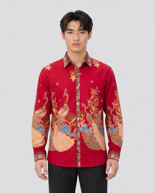 Men's Batik Shirt - Phoenix Prosperity | Long Sleeves