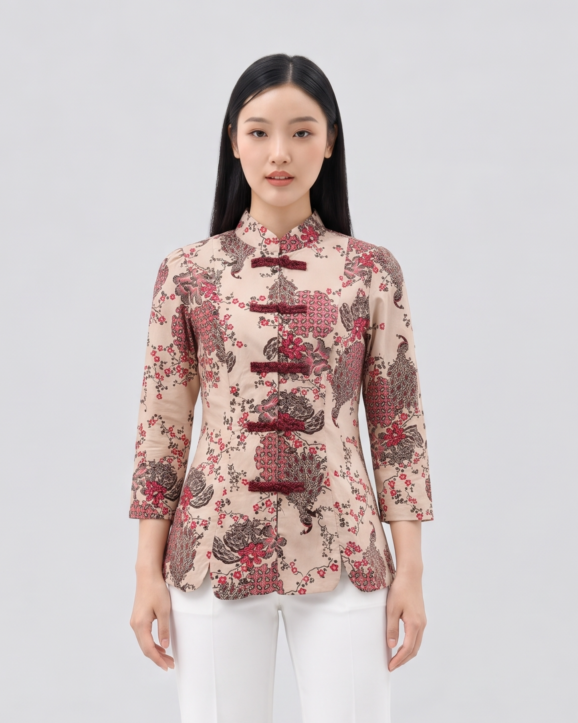 Women’s Batik Tang Suit – Prosperity in Bloom | Red