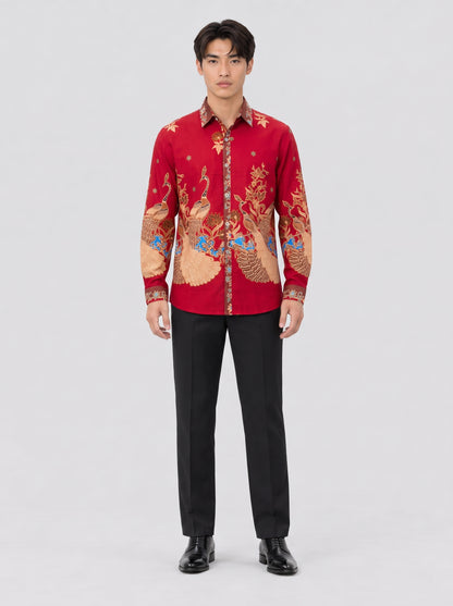 Men's Batik Shirt - Phoenix Prosperity | Long Sleeves