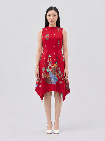 Women's Batik Handkerchief Hem Dress - Phoenix Prosperity