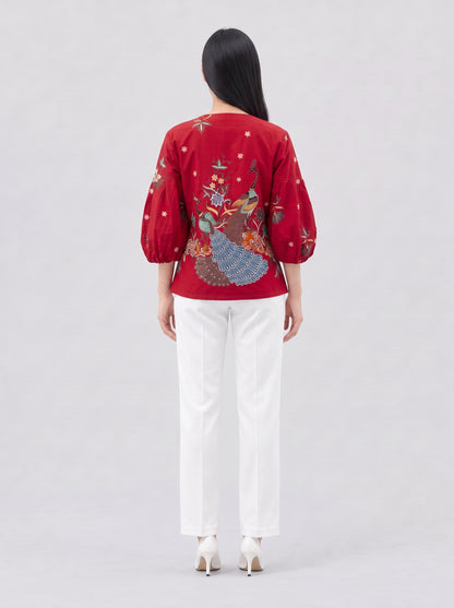 Women's Batik Zipper Blouse - Phoenix Prosperity