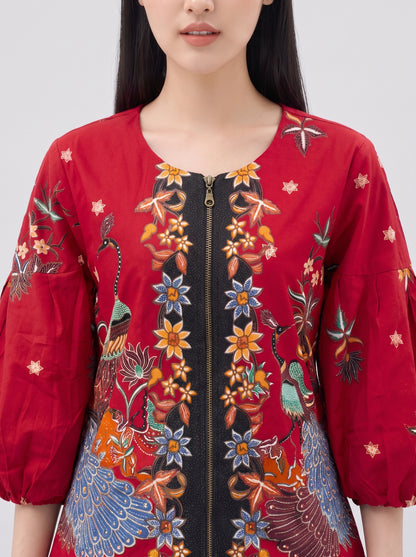 Women's Batik Zipper Blouse - Phoenix Prosperity