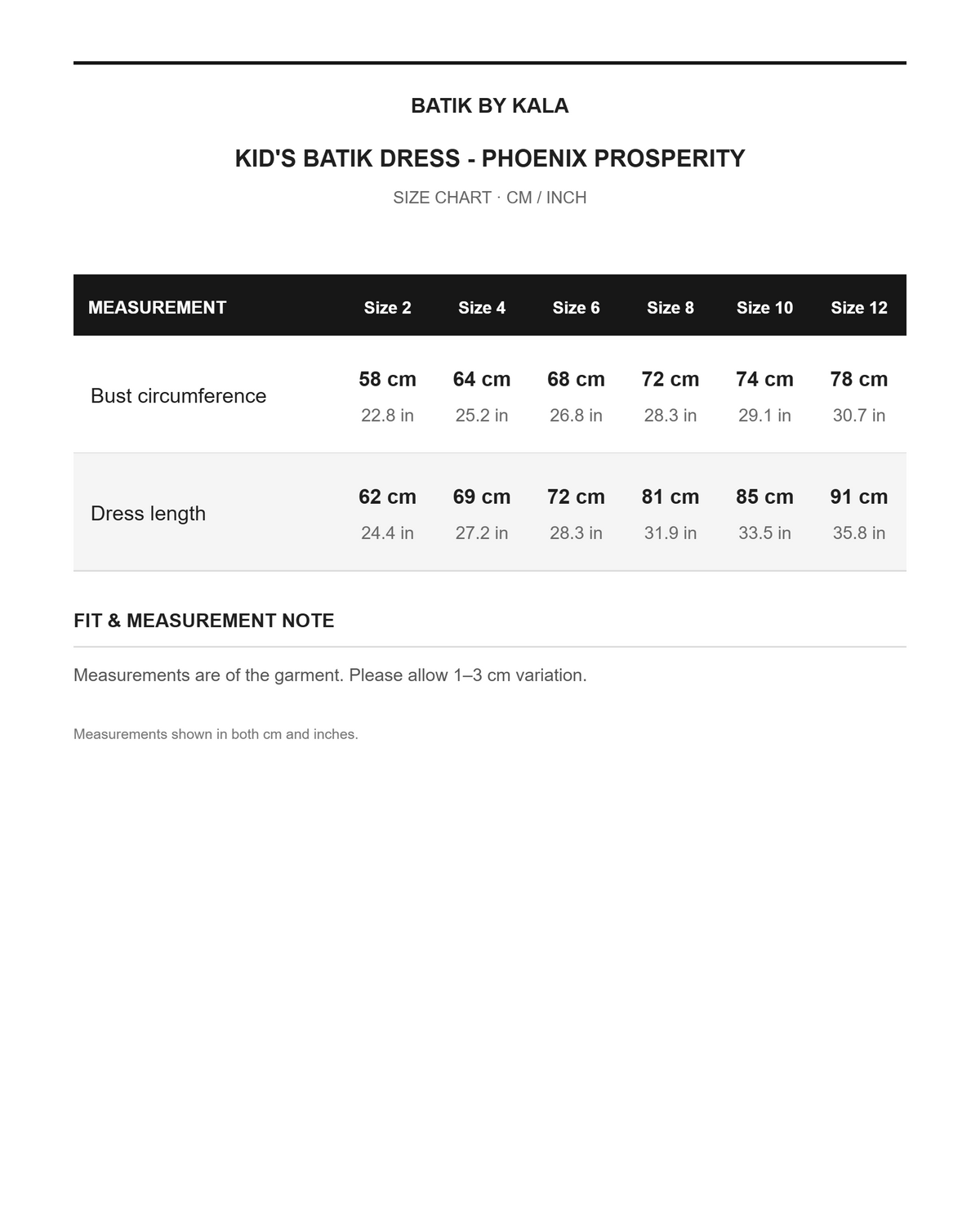 Kid's Batik Dress - Phoenix Prosperity