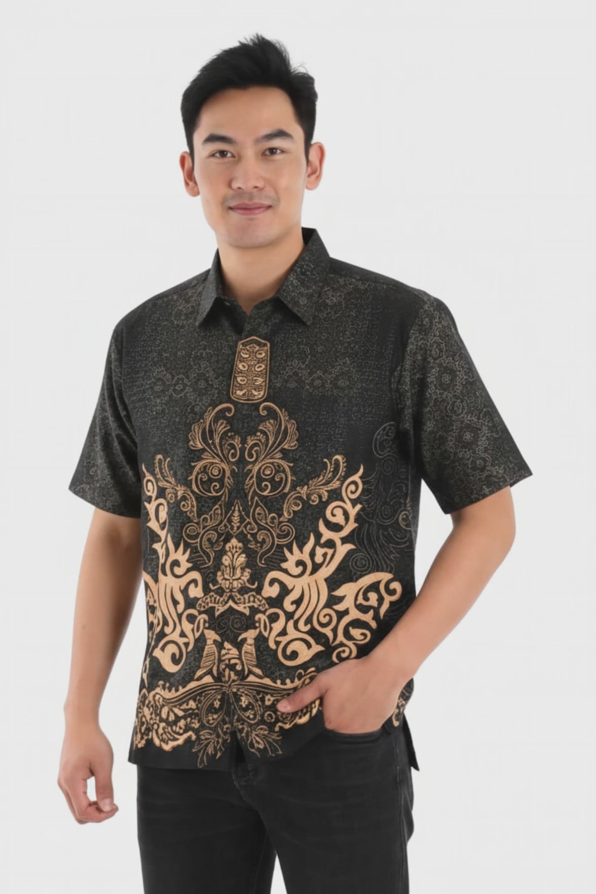 Men’s Batik Shirt – Obsidian Crest | Short Sleeves video
