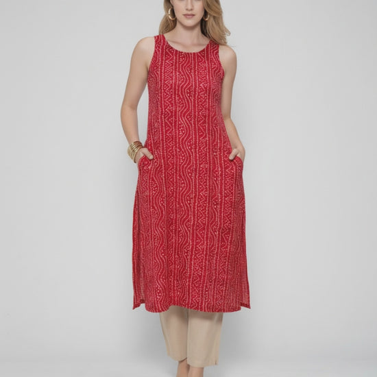 Women’s Batik Kurti – Ruby Rhythm Sleeveless - video