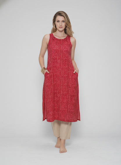 Women’s Batik Kurti – Ruby Rhythm Sleeveless - video