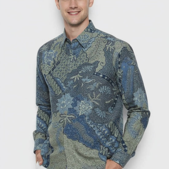 Men's Batik Shirt – Azure Fern | Long Sleeves