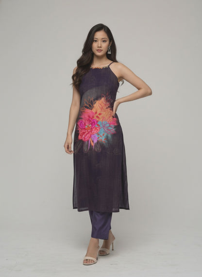 Women’s Batik Kurti – Midnight Bloom Sleeveless - video