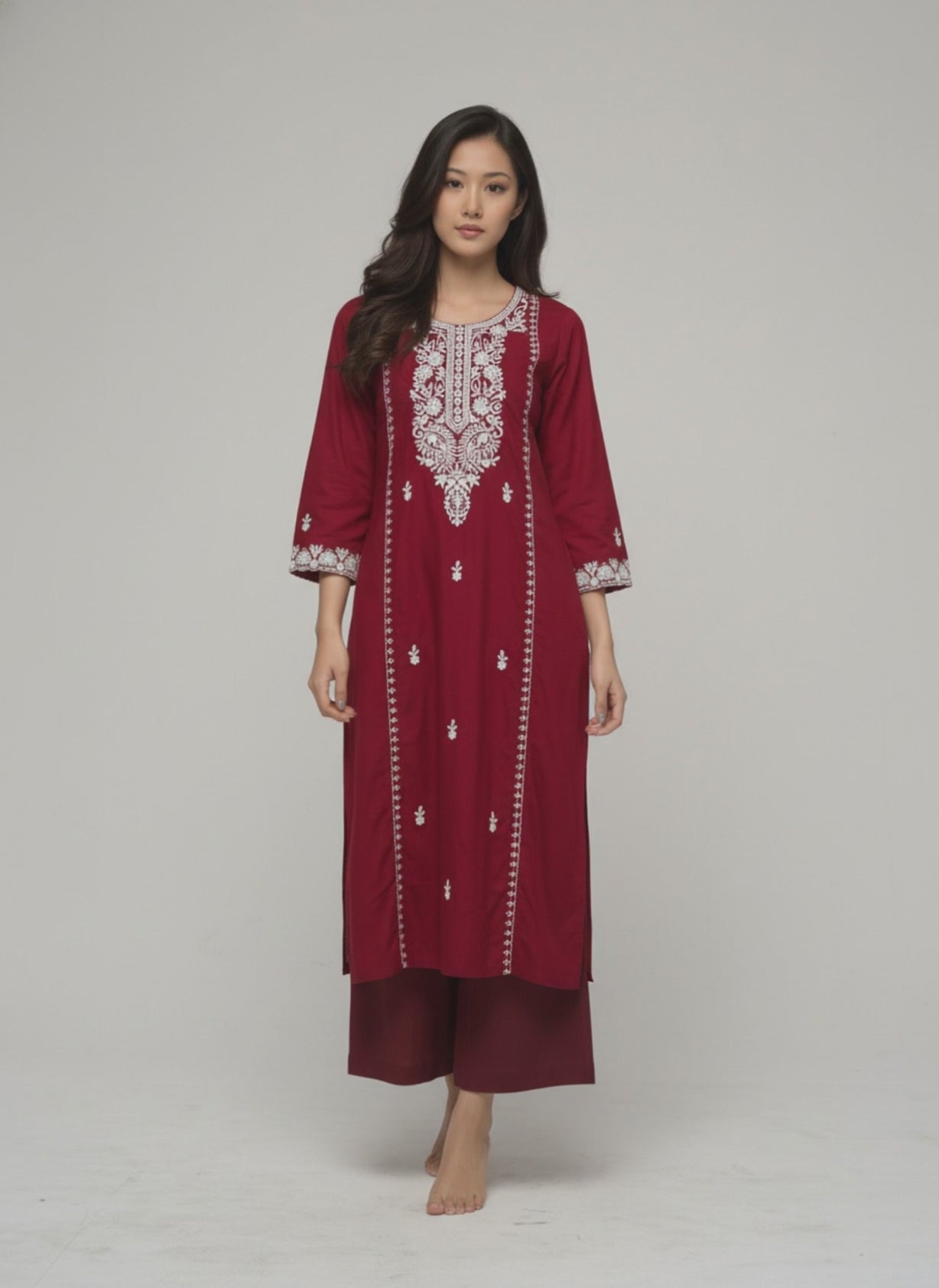 Women’s Batik Kurti – Maroon Heritage Bloom - video