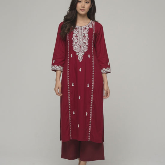 Women’s Batik Kurti – Maroon Heritage Bloom - video