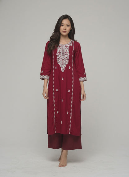 Women’s Batik Kurti – Maroon Heritage Bloom - video