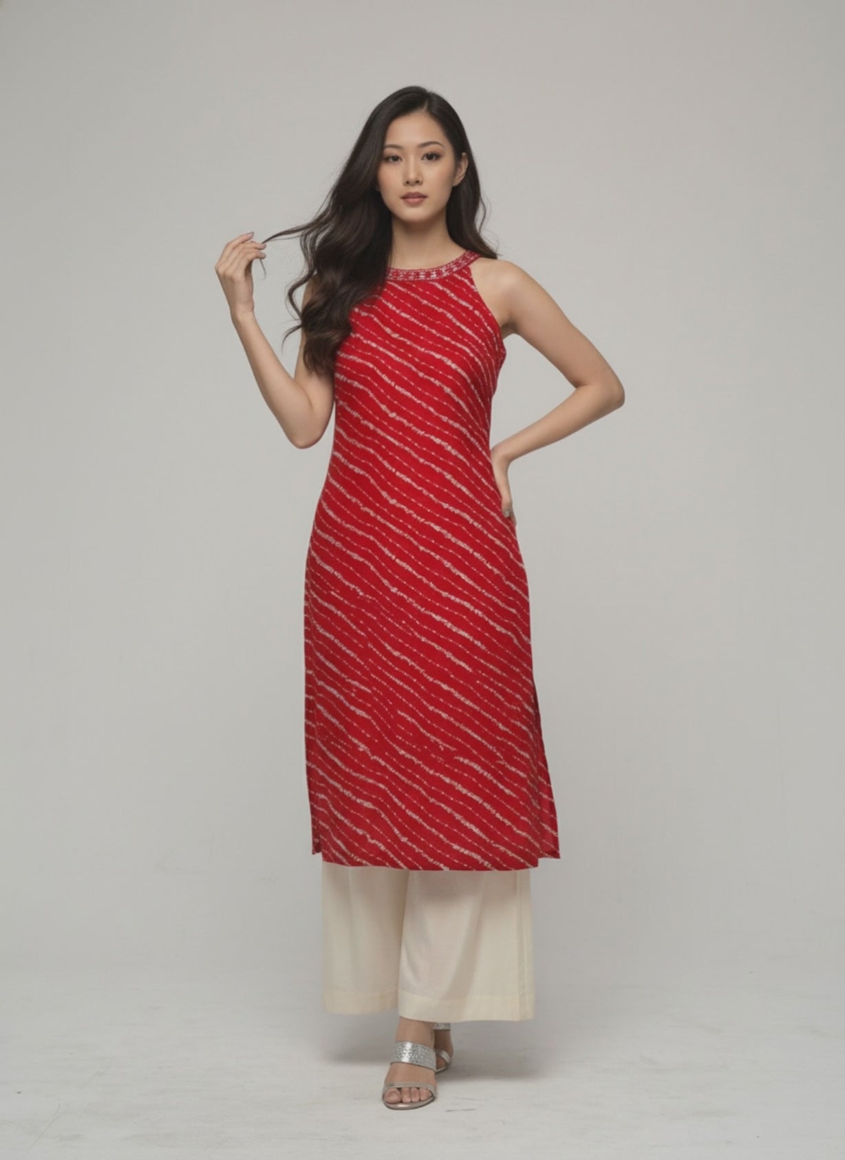 Women’s Batik Kurti – Scarlet Wave Elegance - video