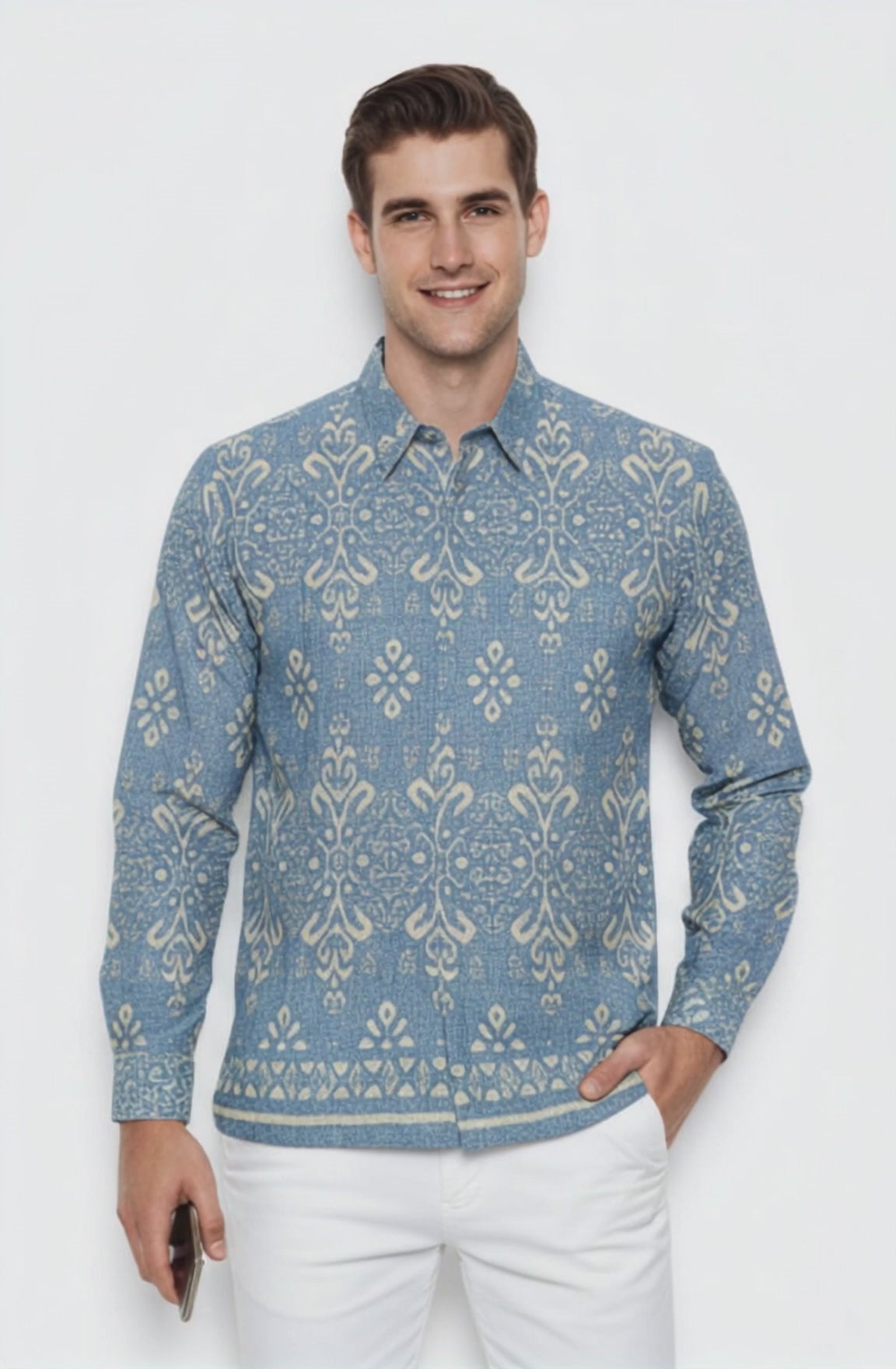 Men’s Long Sleeve Batik Shirt – Celestial Ivory | Batik Malaysia video