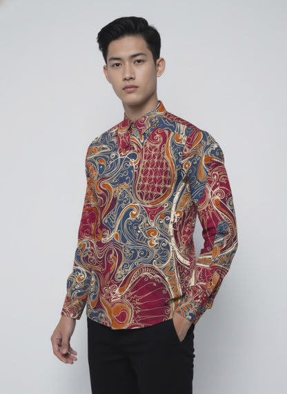 Men's Batik Shirt – Aruna Swirl | Long Sleeves