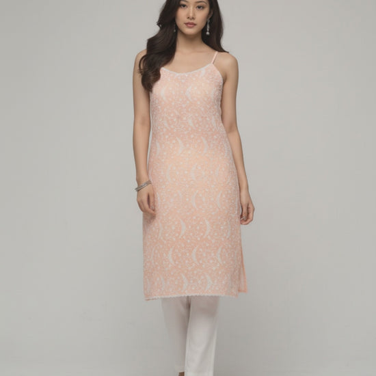 Women’s Batik Kurti – Peach Blossom Sleeveless - video