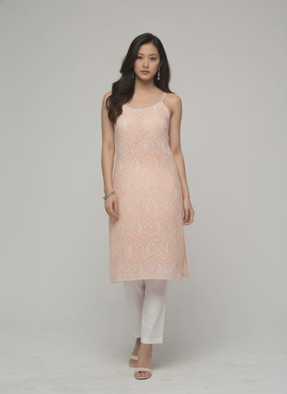 Women’s Batik Kurti – Peach Blossom Sleeveless - video