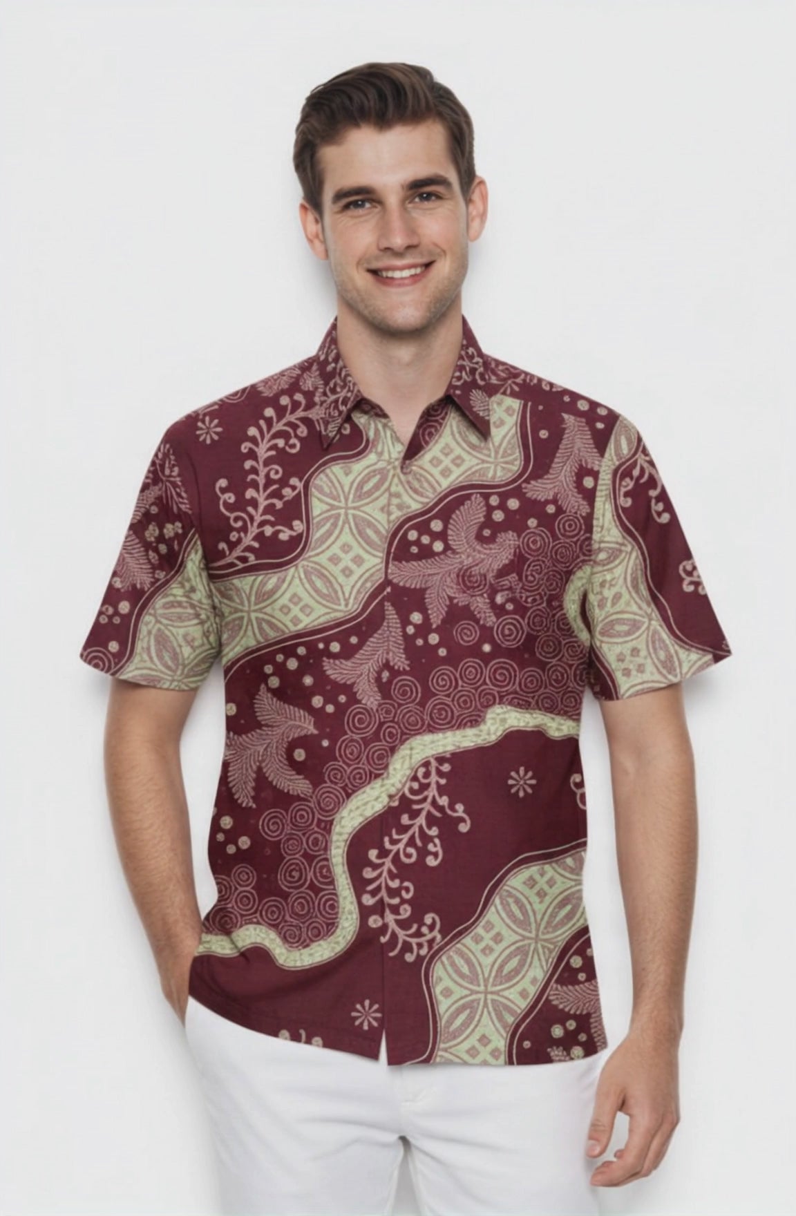 Men's Batik Shirt – Crimson Laurel  Short Sleeves video