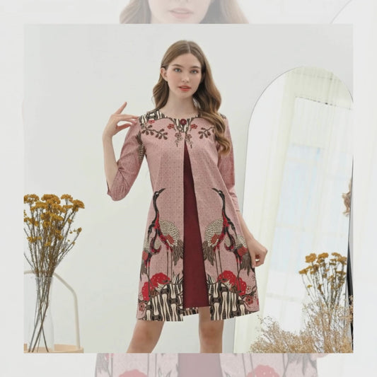 Women's Batik Kimono Dress - Enchanting Red