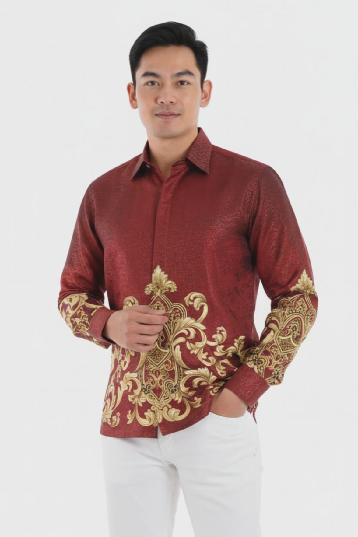 Men’s Batik Shirt – Crimson Regal | Long Sleeves video