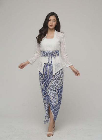 Women's Batik Kebaya - Clara - Sage/White