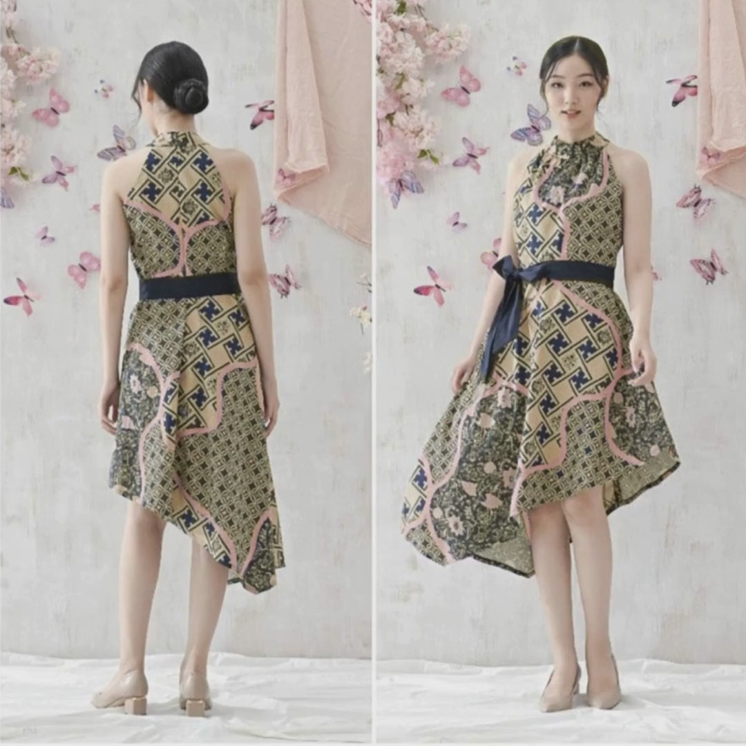Women's Batik Halter Dress - Butterfly Grace